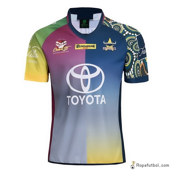 Camiseta Rugby Cowboys Edición Conmemorativa 2018 Azul Rosa